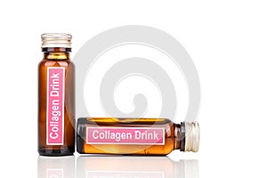 Collagen drinks in bottle as supplement for beauty, anti ageing and wellness