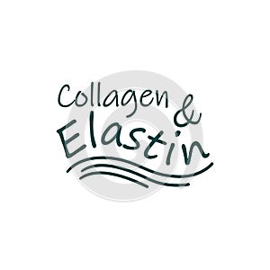 Collagen and elastin ingredient sticker for cosmetic photo