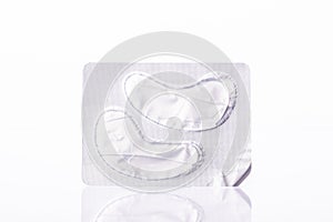 Treatment collagen eye patches for puffy eyes isolated on white background