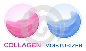 Collagen and moisturizer icon and vector