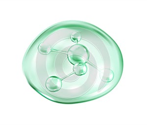 Collagen molecular structure in translucent green sphere