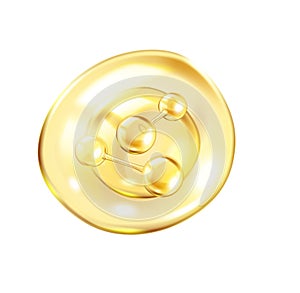 Collagen molecules float inside bubble of serum illustration