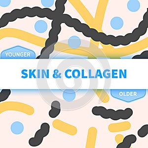 Collagen peptide protein molecule skin cell background