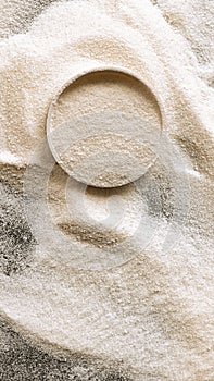 collagen powder vertical close-up. dietary supplement top view. youthfulness and healthcare concept photo