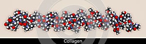 Collagen protein molecule. Molecular model. 3D rendering photo