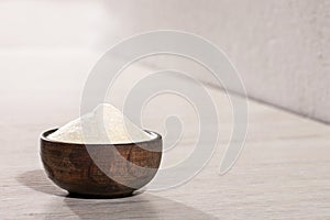 Hydrolyzed collagen protein in wooden bowl photo