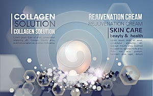Collagen solution,Serum and Vitamin Background Concept Skin Care Cosmetic.Regenerate cream.
