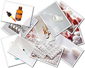 Collages with medicines photos photo