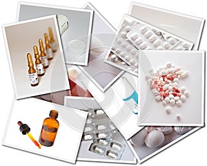 Collages with medicines photos photo