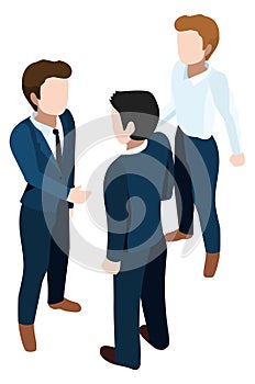 Collagues talking. Business people conversation. Isometric icon