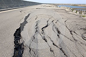 Collapse and cracked road