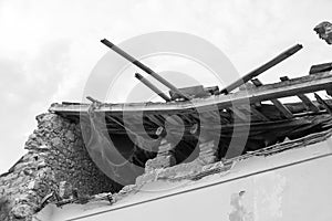 Collapsed building after an earthquake