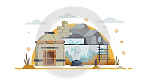 Collapsed Building, Earthquake or Structural Damage, vector design Generative AI