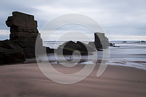 Collapsed harbour wall in Seafield Kirkcaldy, Scotland