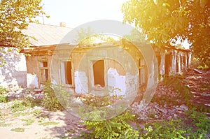 Collapsed industrial building in daytime