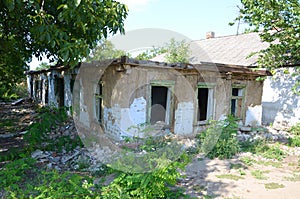 Collapsed industrial building in daytime