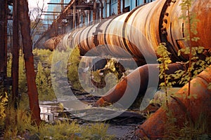 collapsed pipe with visible rust and corrosion