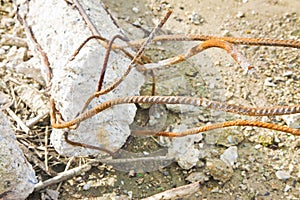 Collapsed reinforcement concrete structures with rusty steel bar