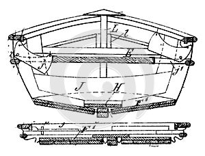 Collapsible Boat, vintage illustration
