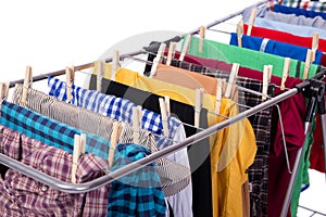 The collapsible clotheshorse isolated on the white background