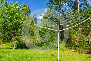 Collapsible outdoor clothes dryer view. Rotary Washing Line Airer Clothes Dryer aluminum.