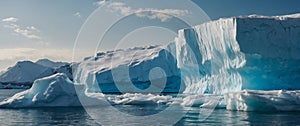 Collapsing huge iceberg wall climate change effect global warming concept.