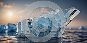 Collapsing iceberg wall climate change effect.