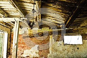 Collapsing roof of old barn