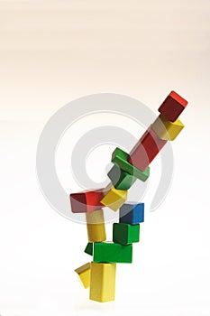 Collapsing set of colorful wooden blocks