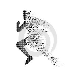 Collapsing silhouette of the running athlete