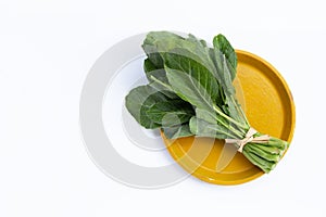 Collard green on white background