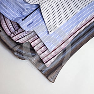 Collars of men's striped shirts