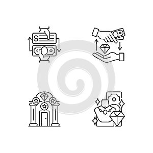 Collateral-based loans linear icons set