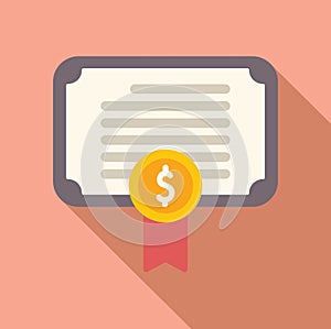 Collateral certificate icon flat vector. Finance credit help