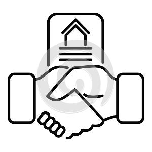 Collateral handshake agreement icon outline vector. Planning help