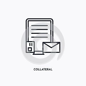 Collateral outline icon. Simple linear element illustration. Isolated line collateral icon on white background. Thin stroke sign
