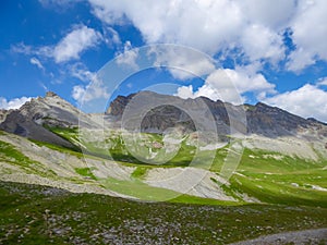 Colle Del Puriac - Scenic alpine hiking trail with panoramic view of mountains and hills in valley Valle Stura