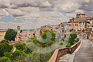 Colle di Val d` Elsa, Tuscany, Italy: landscape of the medieval town