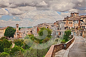 Colle di Val d` Elsa, Tuscany, Italy: landscape of the medieval town photo