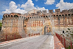 Colle di Val d& x27;Elsa, Siena, Tuscany, Italy: the ancient city walls and the city gate photo