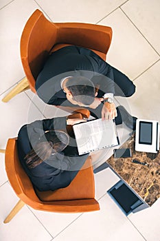 Colleague Team, businessman and businesswoman sitting