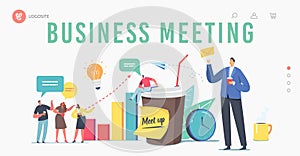 Colleagues Meetup Landing Page Template. Business Characters, Employees Coffee Break, People Communicating