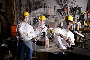 Colleagues in office maintenance area