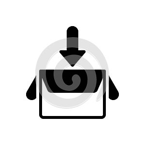 Black solid icon for Collect, box and gather photo