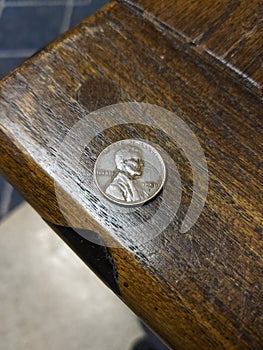 Collectable wheat penny close-up 1958 double stamped