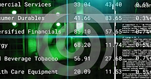Collecting data text image over green digital code and interface elements