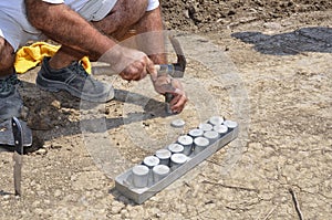 Collecting underground samples from drilled special prepared assessment point