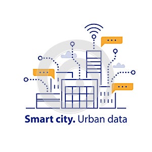 Collecting urban data, smart city, convenient services, modern technology, office building area