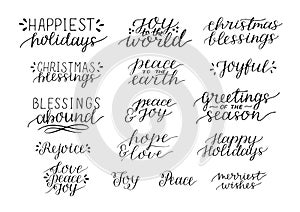 Collection with 16 Holiday Christmas hand lettering quotes