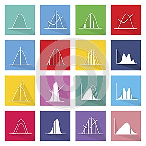 Collection of 16 Normal Distribution Curve Icons